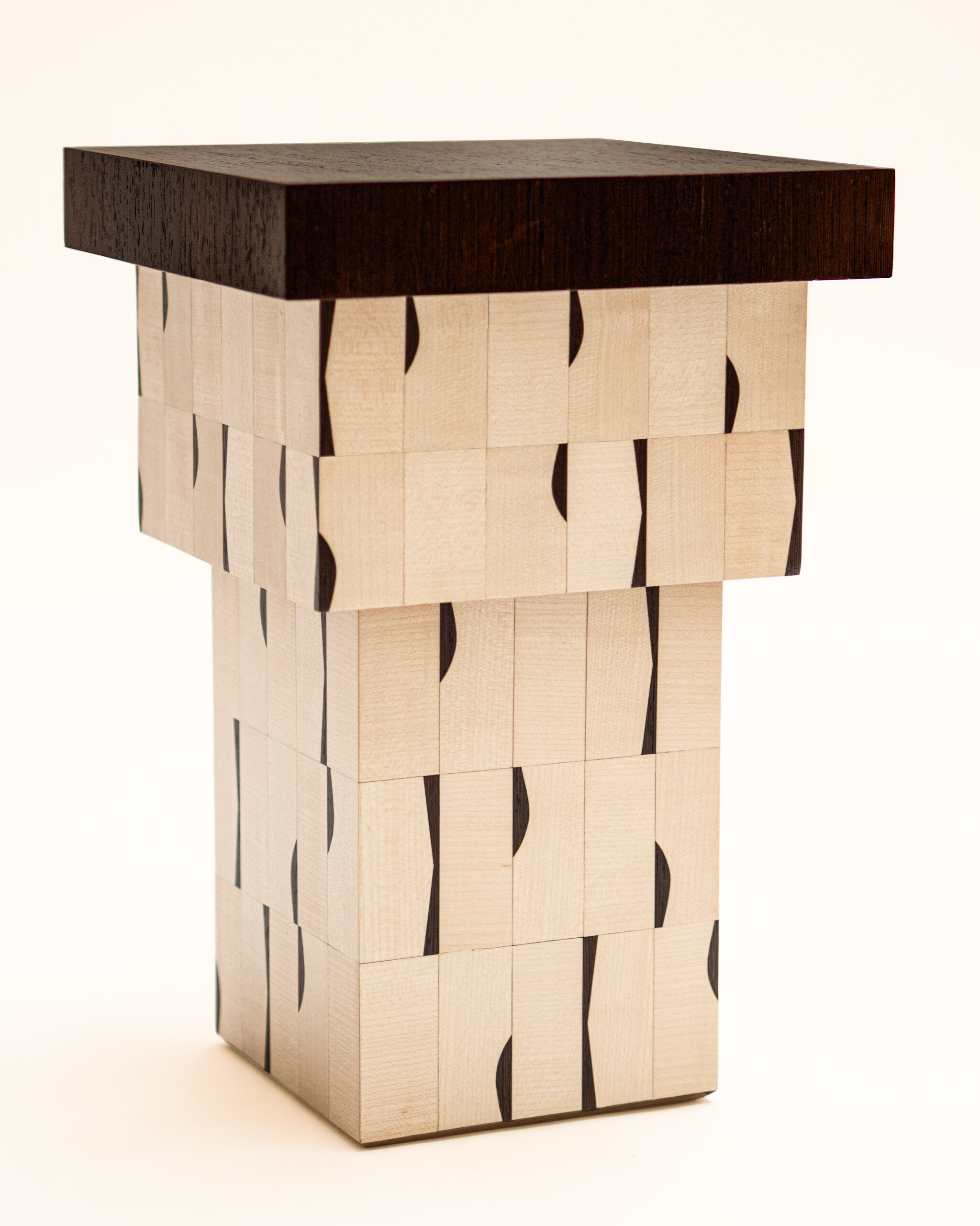 Perle Gueridon - Hermine Torikian x Studio Ziricote - Contemporaty marquetry Collectible side table with figured sycamore and wenge marquetry