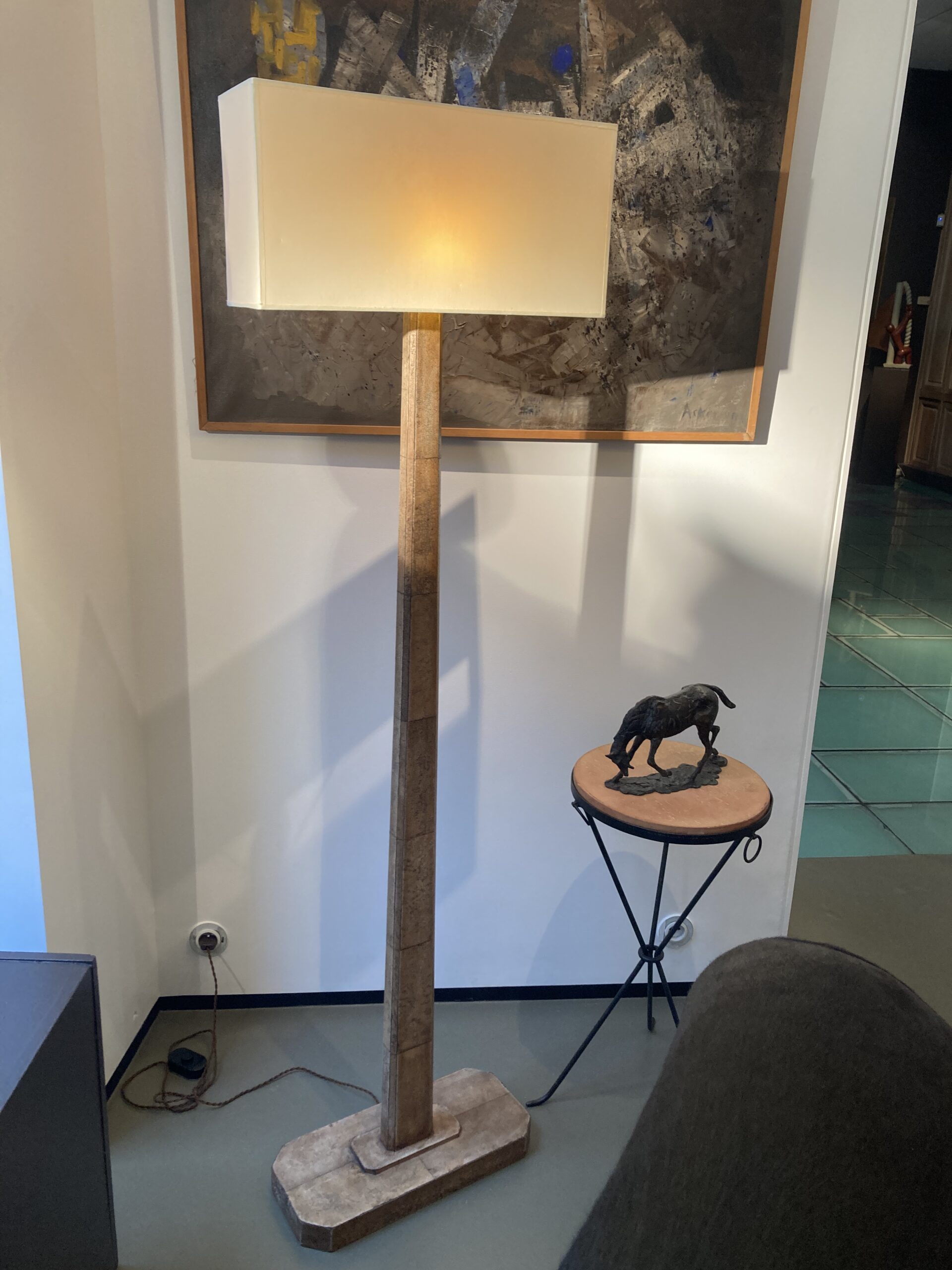 Original Floor Lamp by Jean-Michel Frank Original Lamp floor from Jean-Michel Frank, with stunning aged vintage shagreen finish. This original Art Deco piece was showcased at Galerie Jacques De Vos during Paris Design Week 2024.