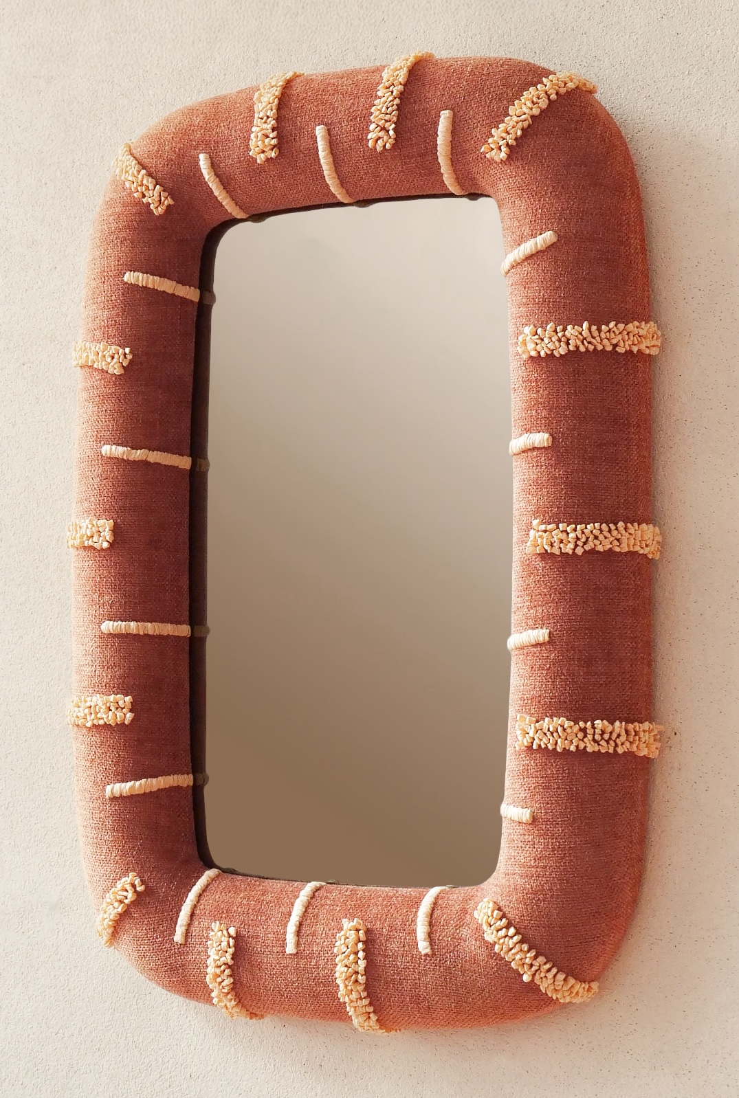 Bespoke Mirror by Emerging artist textile Hugo Falaise - Studio Ziricote Furniture Consultancy and FF&E procurement 